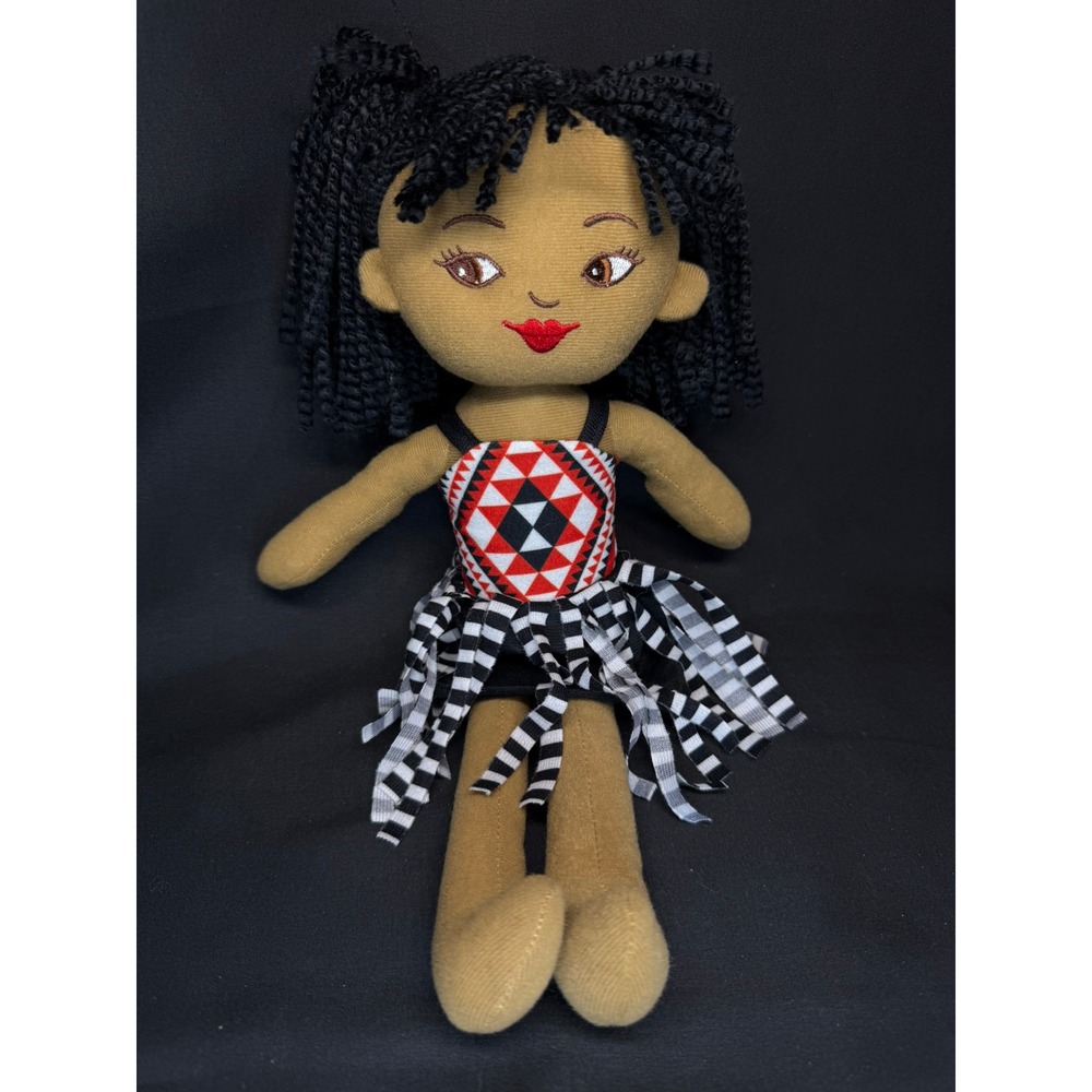 15" New Zealand Maori Girl Soft Doll Toy Traditional Kapa‎ Haka Piupiu Dress